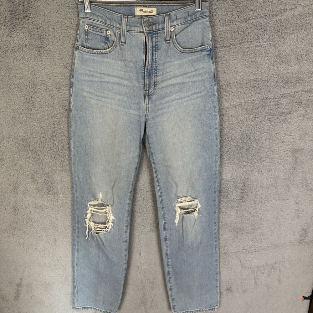 Madewell Jeans Womens 26 Light Blue Wash The Perfect Vintage High Rise Distress